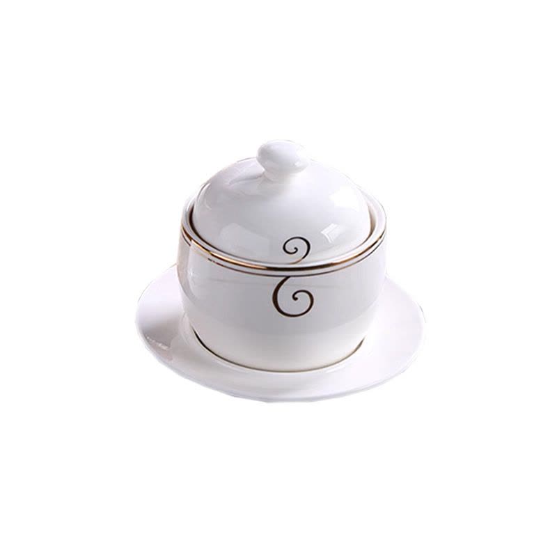 橙亿鸿 包房陶瓷炖盅配碟送勺 280ML/个图片