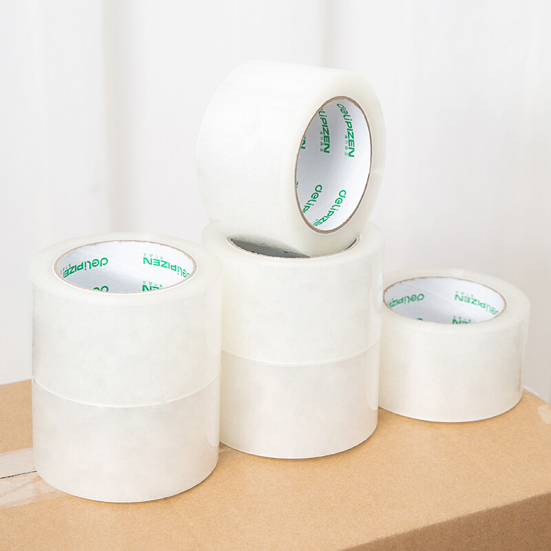 得力(deli)30932透明胶60mm*100Y (单位:卷)封箱带胶纸快递打包加厚封口胶
