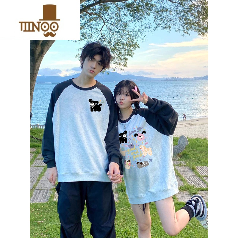 YANXU特别的情侣装款2023新款冬季网红插肩袖卫衣感小众外套装高清大图