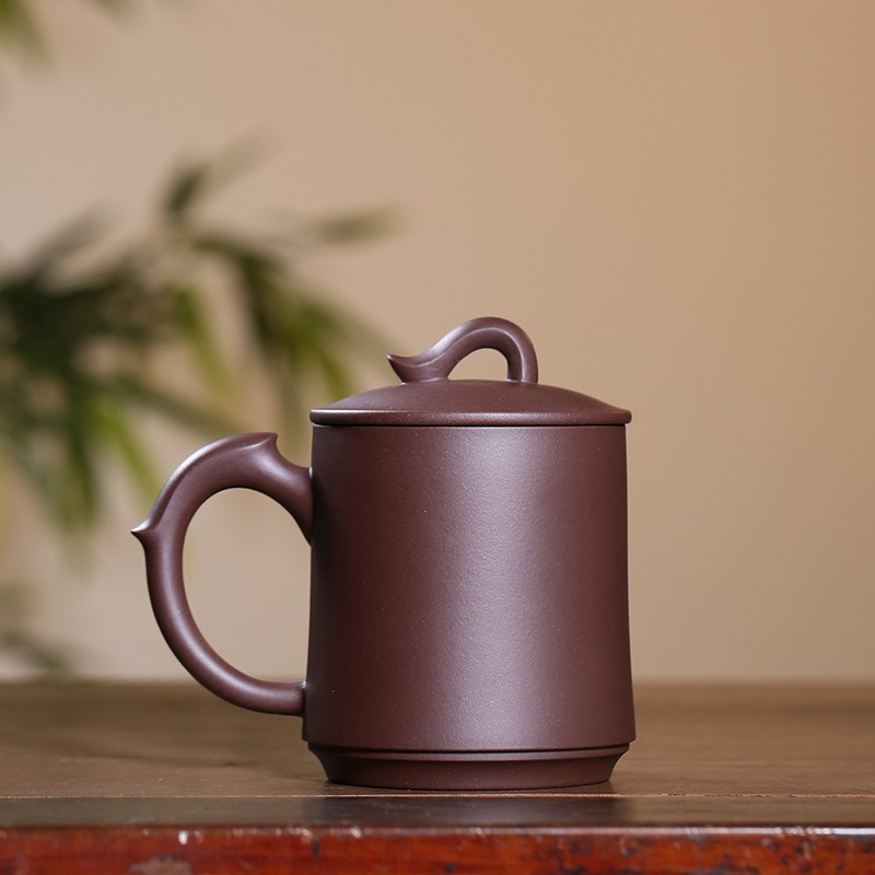 系客舟宜兴紫砂杯纯手工泥绘盖杯办公杯家用大容量泡茶杯带盖