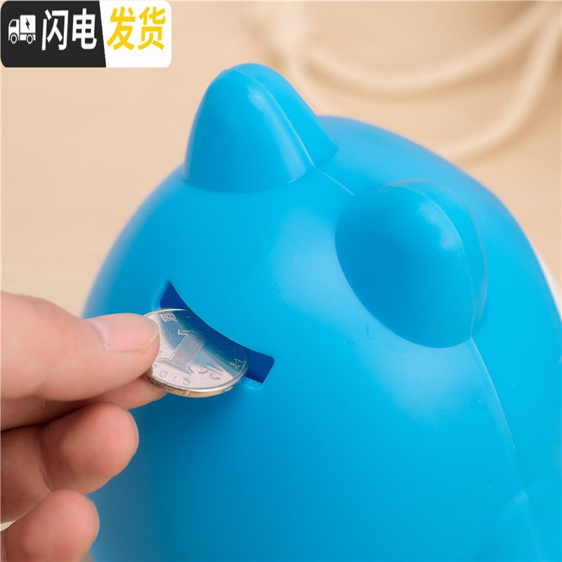 三维工匠存钱罐儿童男孩女孩生日小可爱卡通储蓄防摔储钱箱创意 [大号]蓝色储蓄罐高清大图