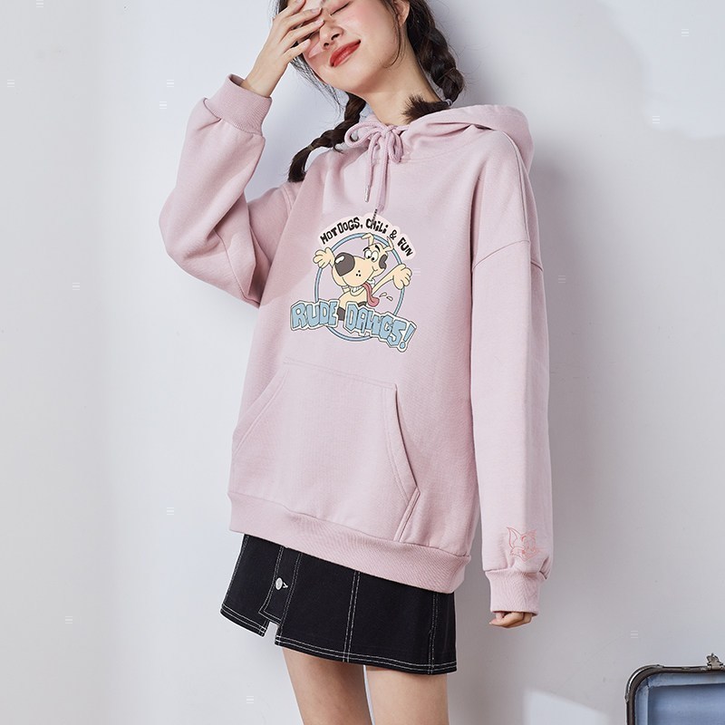 2折价899元唐狮春装新款卫衣女韩版宽松连帽上衣秋冬百搭ins潮黑色