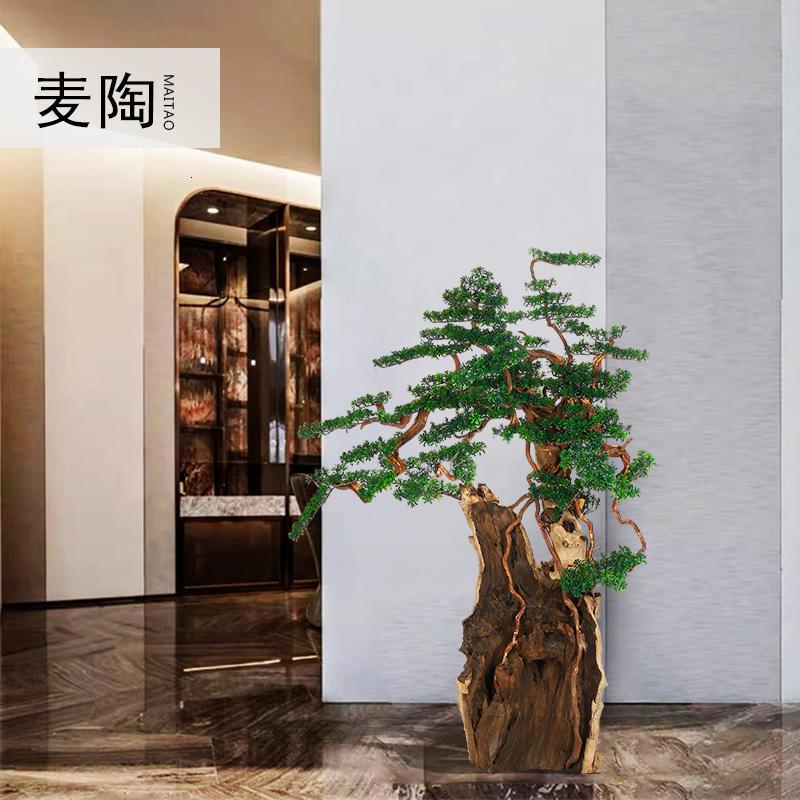 美帮汇大型仿真迎客松落地摆件酒店大堂会所玄关样板间工艺装饰品高清大图