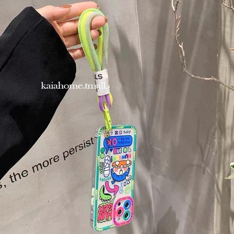日韩卡通涂鸦女孩iPhone12promax苹果11手机壳x/xs/xsmax硅胶8p套 吃面包女孩+彩色挂绳 收藏关注
