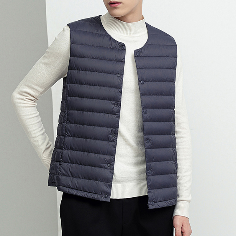 啄木鸟排骨无领羽绒马甲男士内胆加厚冬季2025轻薄背心坎肩马背背高清大图