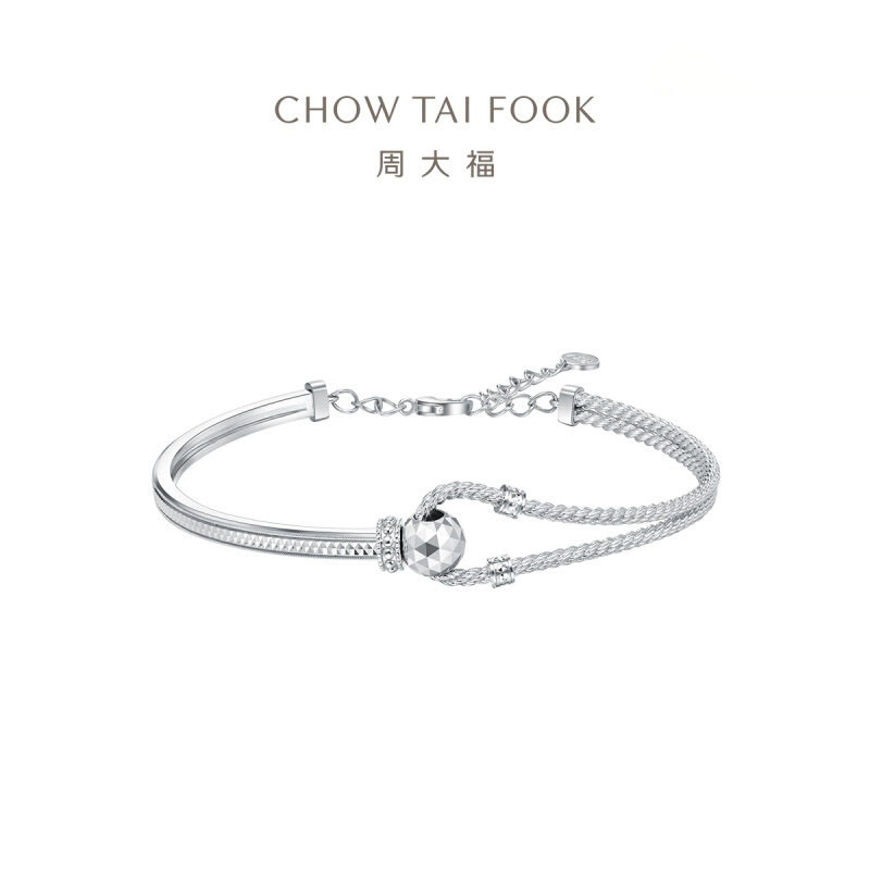 周大福ING KNOT诺系列大克重铂金手镯PT163647女友礼物高清大图