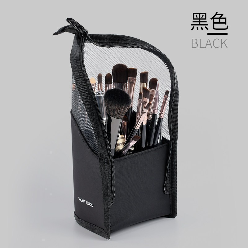 美帮汇立式化妆刷收纳袋便携简约大容量化妆工具收纳透明防尘刷具包刷筒高清大图