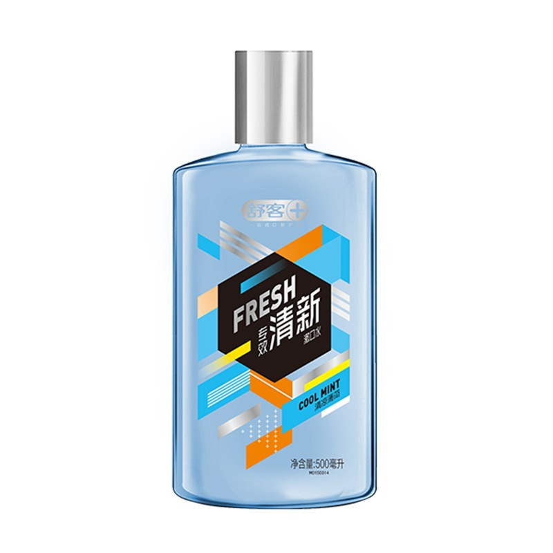 舒客 专业清新漱口水(清凉薄荷)500ml*2支 清新口气温和不辣0酒精深层清洁去口臭高清大图