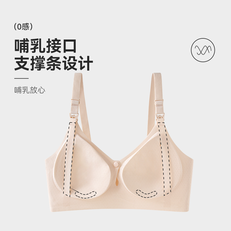 猫人孕妇哺乳内衣聚拢防下垂产后喂奶前开扣无痕大码透气文胸罩夏高清大图