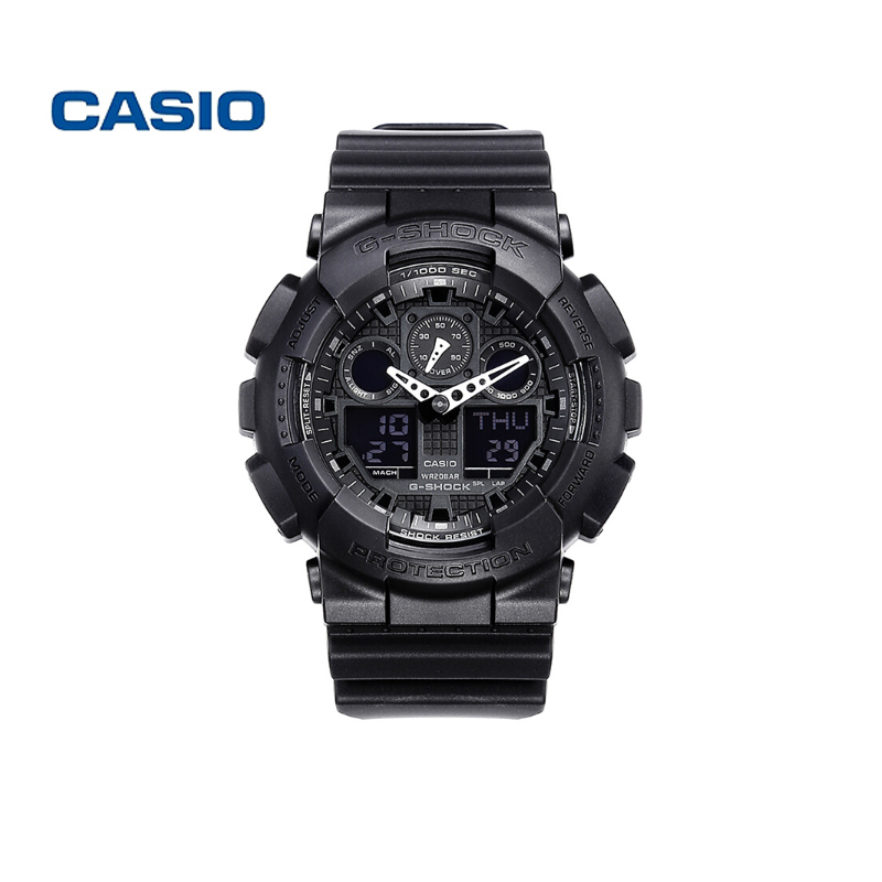 卡西欧(CASIO)手表 G-SHOCK系列多功能运动防水双显男士电子表200m水深 GA-100-1A1