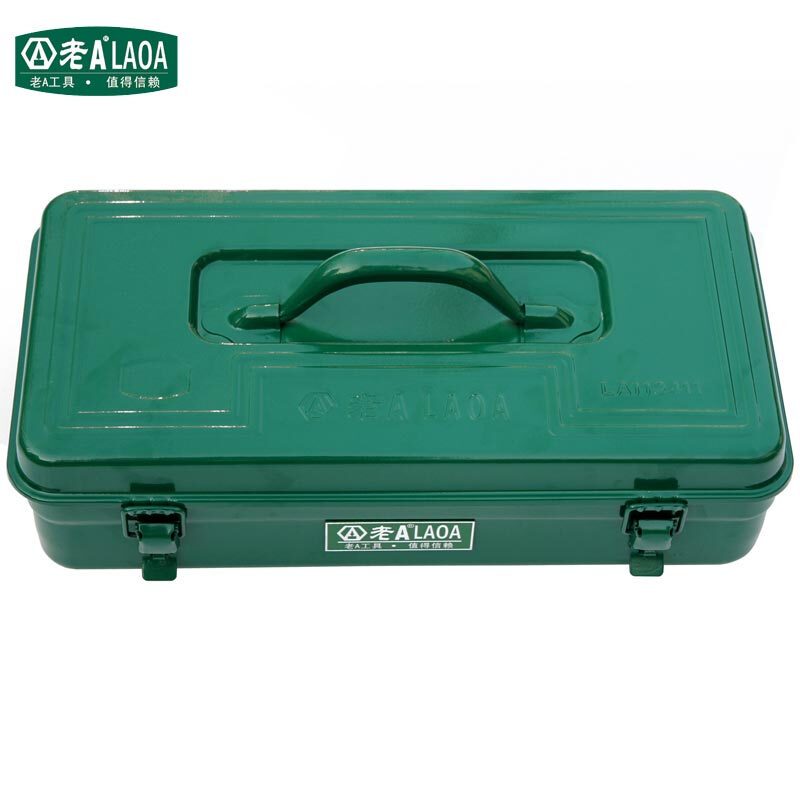 老A(LAOA)五金家用工具箱收纳箱 车载 加厚铁皮箱子 不带隔层LA113411高清大图