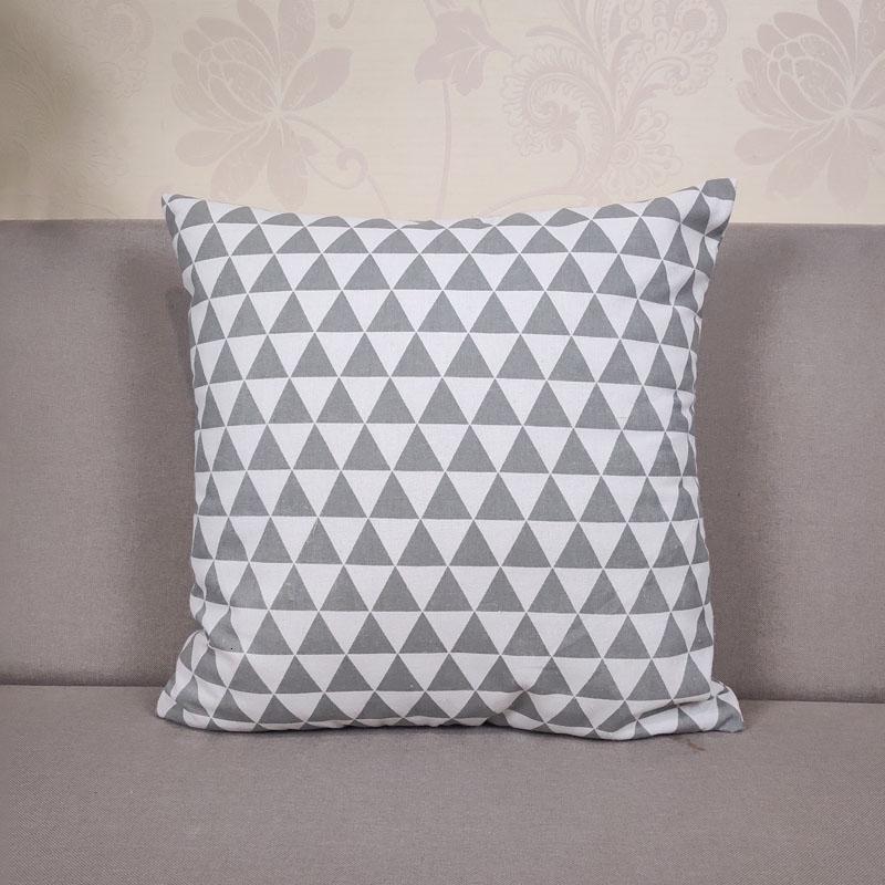 抱枕简约宜家棉麻加厚帆布格子抱枕套正方形沙发靠枕套靠垫定制花睡神
