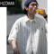 HLCOMAN日系复古cityboy条纹衬衫短袖男夏季宽松男装休闲工装衬衣外套潮