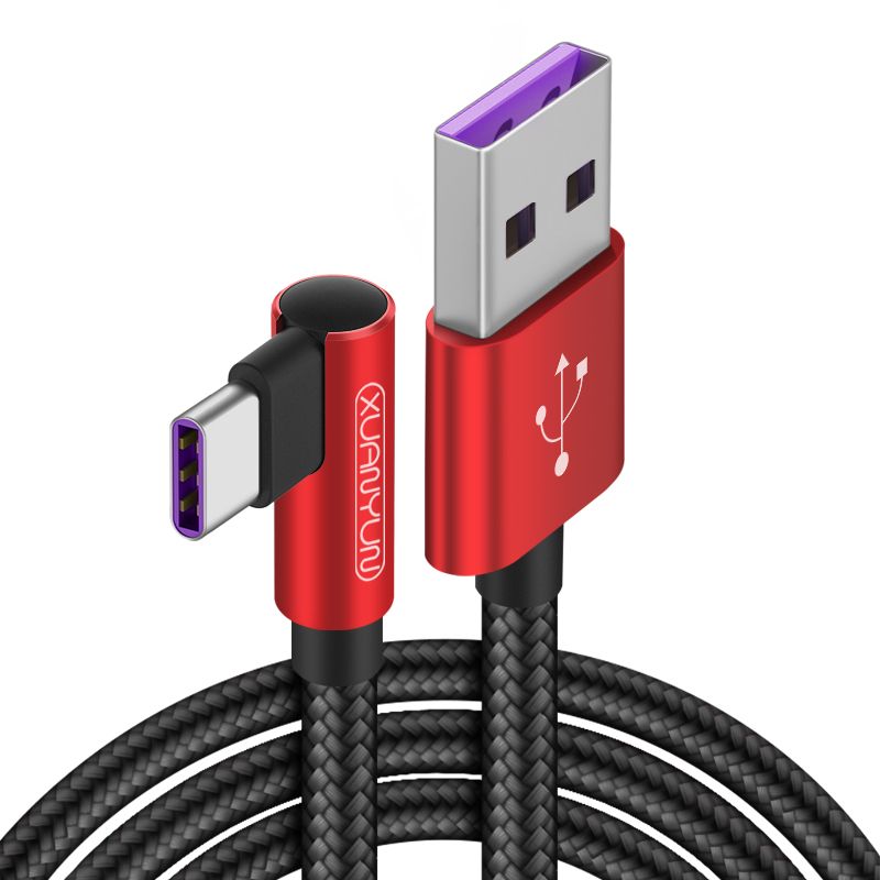 type-c数据线弯头5a快充适用荣耀v8/v9/v10华为p9/p10/p20/pro三星mate9/mate10小米