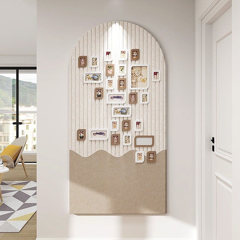 维诺亚玄关新款拱形毛毡墙贴毛毡板竖纹背景照片墙拼接家居客厅装饰自粘高清大图