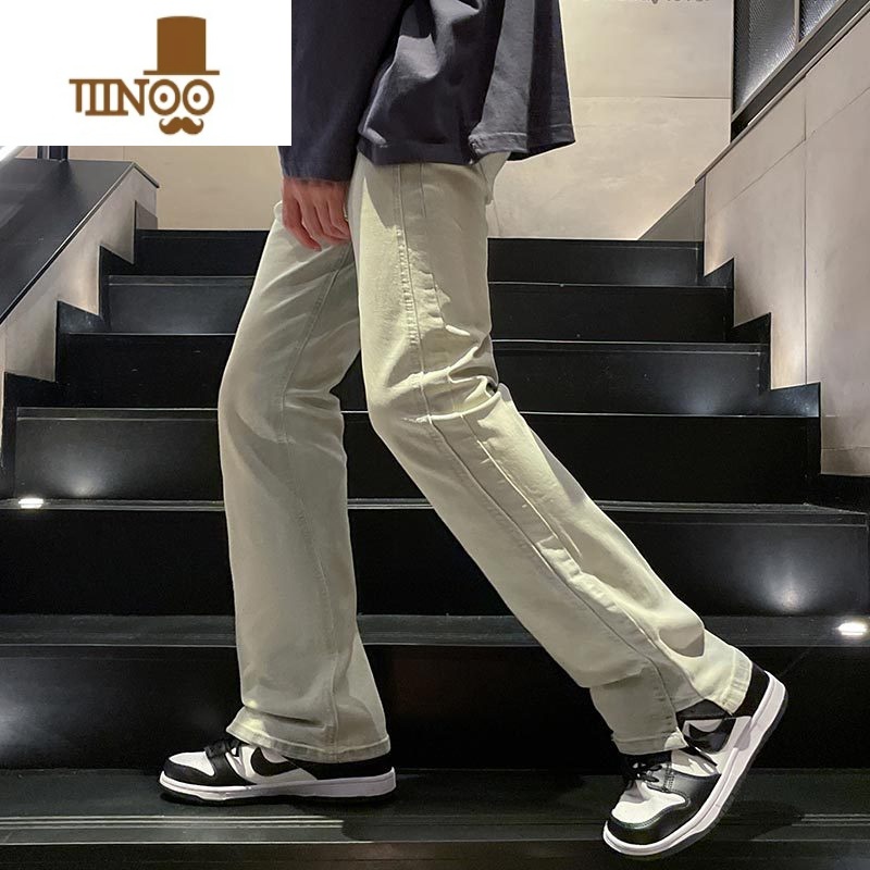 YANXU秋季新款复古直筒阔腿休闲牛仔裤男美式高街潮牌简约宽松长裤男士高清大图