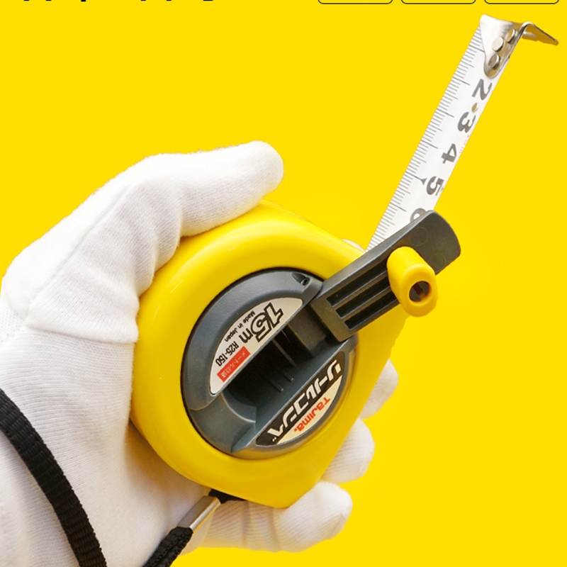 日本进口田岛卷尺15米手摇钢卷尺便携高精度盒尺木工工程测量工具