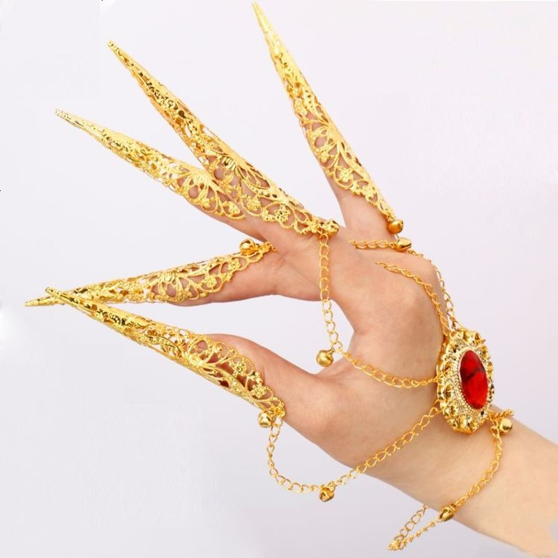 飞魅印度肚皮舞蹈手饰孔雀舞舞蹈指甲手背链长指甲套表演出配饰