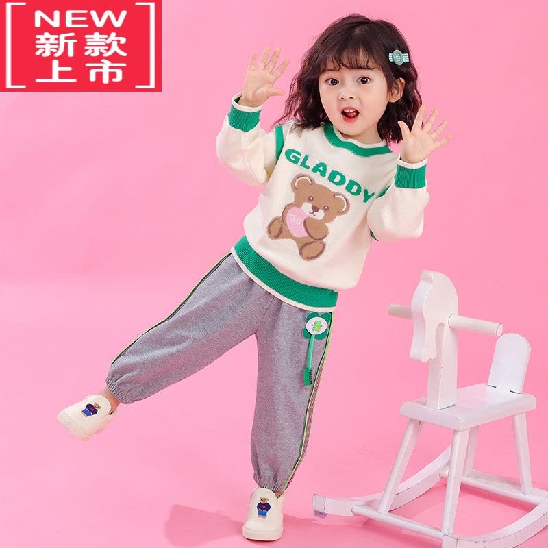 可莉允女童小熊圆领毛衣秋冬2022新款儿童洋气针织衫女宝宝深秋打底上衣图片