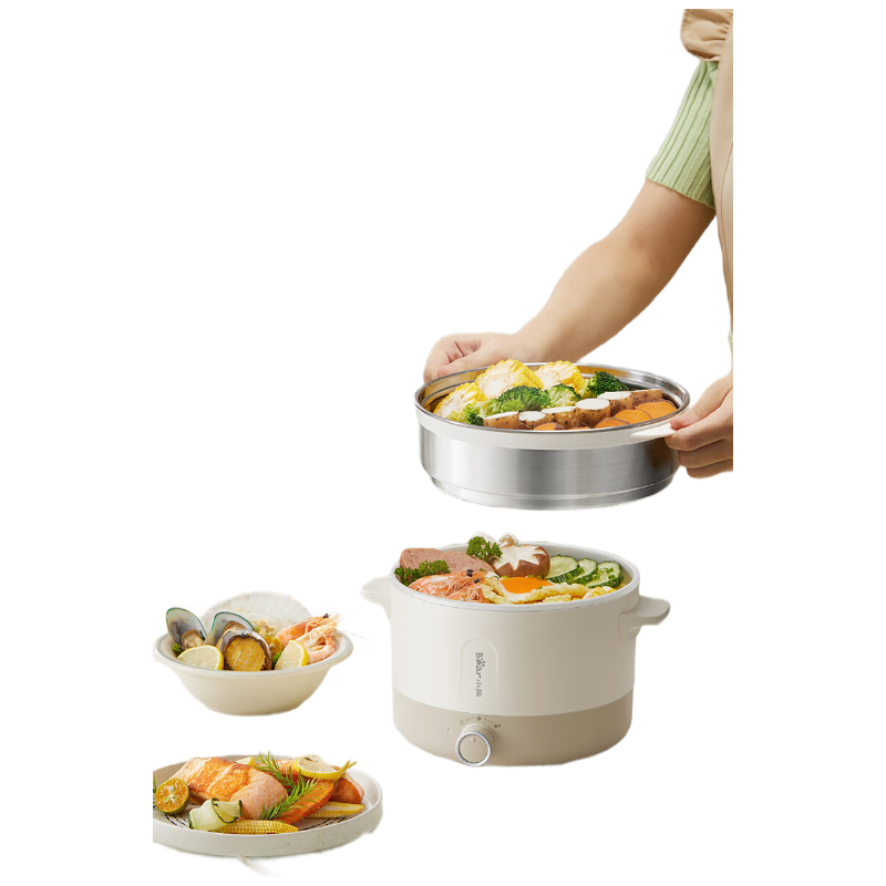小熊电火锅大功率2.5升旋钮控温精选材质健康烹饪家庭聚餐必备电热锅 DRG-Q25W2-P01高清大图