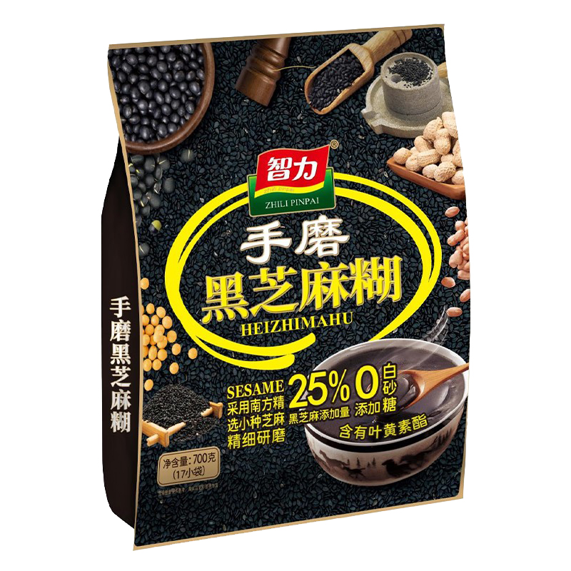 智力 手磨黑芝麻糊700g(内含17小包) 黑芝麻糊谷物营养早餐代餐高清大图