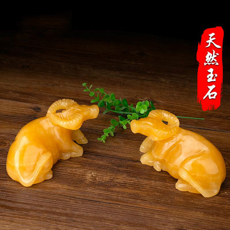 家柏饰(CORATED)玉石牛摆件玉卧牛生肖水牛家居办公室装饰品高清大图
