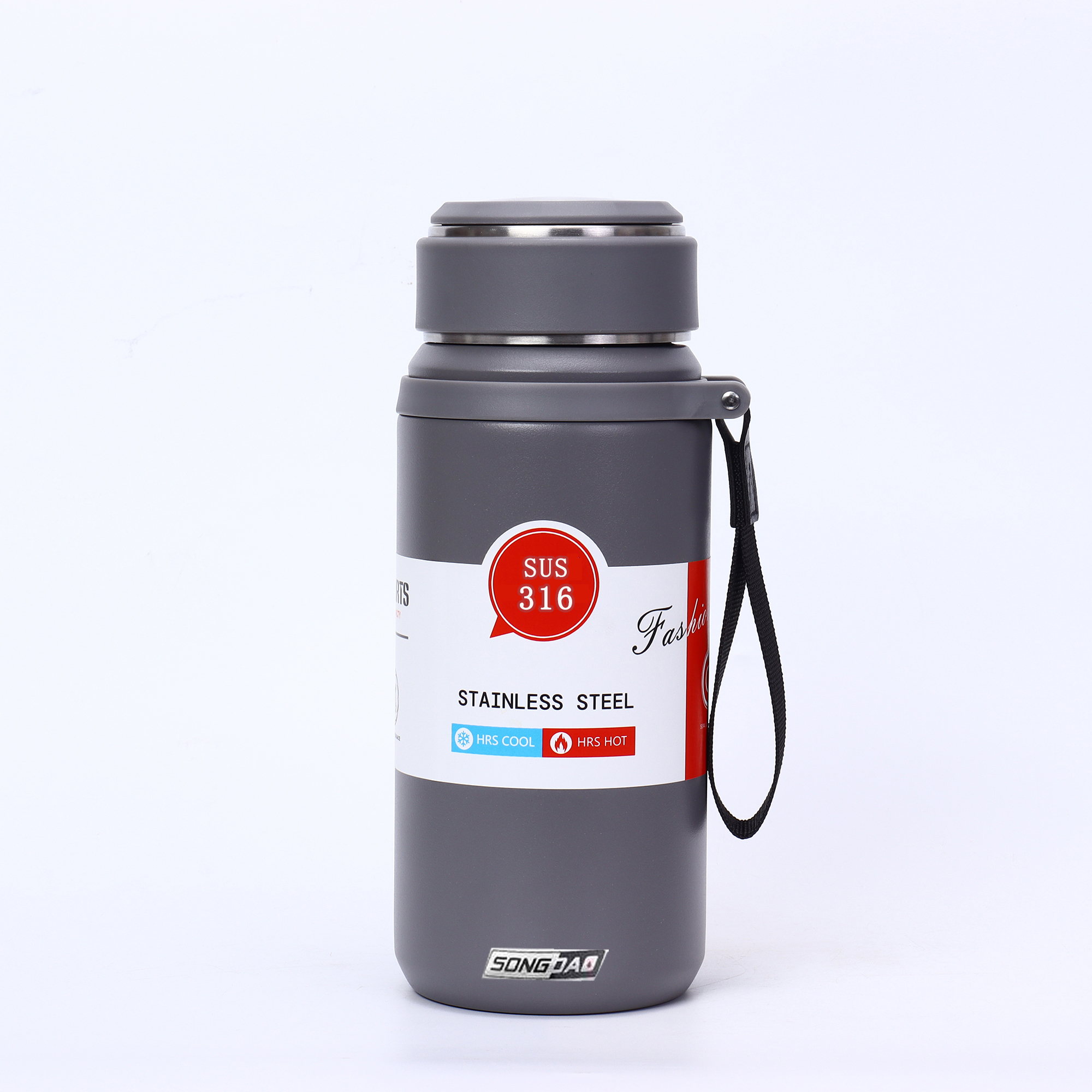 松道保温杯 大容量登山运动水壶水杯灰色800ML高清大图