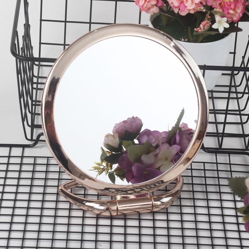 普通款双面平镜金色椭圆便携双面梳妆镜子化妆镜可放大15倍折叠放包里