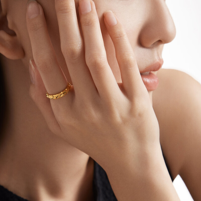 周大福碎冰冰碎金金碎碎冰足金黄金戒指女计价(工费380)EOF1704高清大图