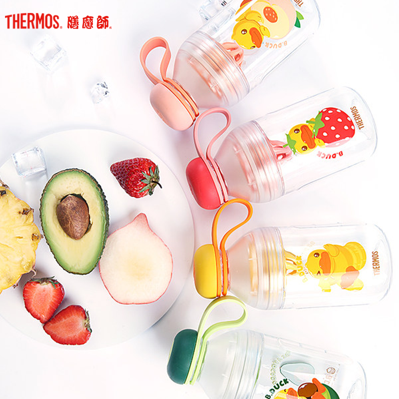 膳魔师（Thermos）塑料杯tcseB.Duck联名款元气水果奶昔榨汁杯摇摇杯男女学生随手杯430ML手提高清大图