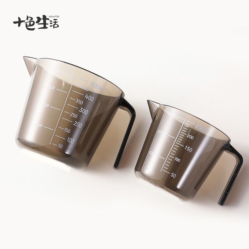 塑料量杯透明带刻度杯大小测量杯奶茶店厨房家用烘焙计量工具套装 250ml高透透明刻度量杯
