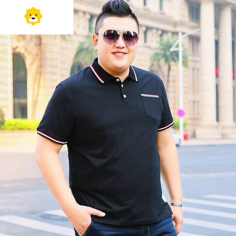 fishbasket新款薄肥佬短袖t恤翻领加肥加大休闲潮胖子大码男装polo衫