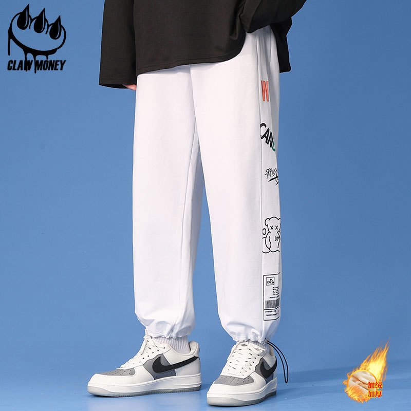 CLAW MONEY休闲裤男士2022夏季潮牌青年百搭运动裤子宽松束脚卫裤