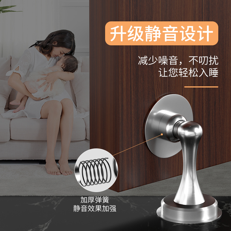 门吸免打孔卫生间门挡器强磁304不锈钢地吸防撞门碰吸门器墙家用|201不锈钢-青古铜 其他