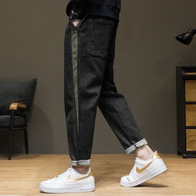 [1.5折价64元]唐狮 牛仔裤男秋冬季复古侧边拼接锥形直筒牛仔裤男牛仔裤男士牛仔裤