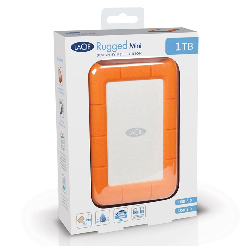 LaCie 1TB Type-C/USB3.0 移动硬盘 Rugged Mini 2.5英寸三防 STFR1000800