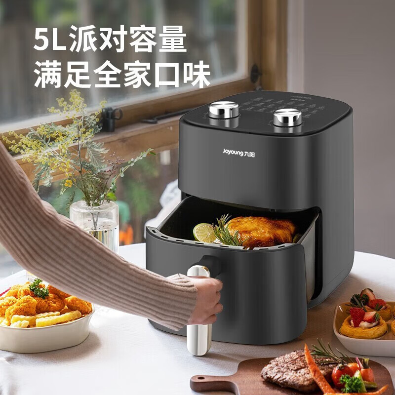 九阳(Joyoung)空气炸锅5L大容量便捷旋钮炸烤箱一体机精准控温薯条机蒸汽嫩炸免翻面KL50-VF516高清大图