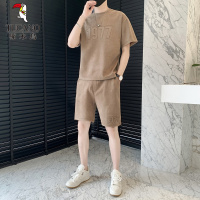 啄木鸟冰丝运动套装男士短袖t恤2025年夏季新款搭配休闲短裤一套