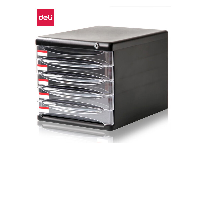 得力(deli)9795 5层带锁手拉桌面文件柜高清大图