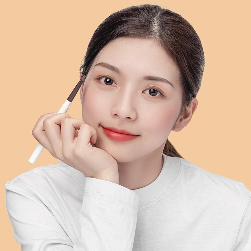 名创优品(miniso) 随色密尚防水眉笔带扫眉毛刷女灰棕色初学者[灰色]