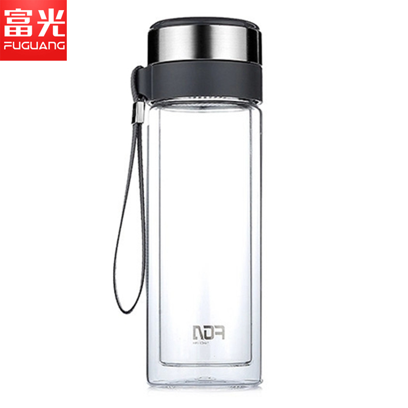 富光(FUGUANG)玻璃杯G102-280 280ml 玻璃泡茶杯 耐热双层玻璃杯 便携水杯子
