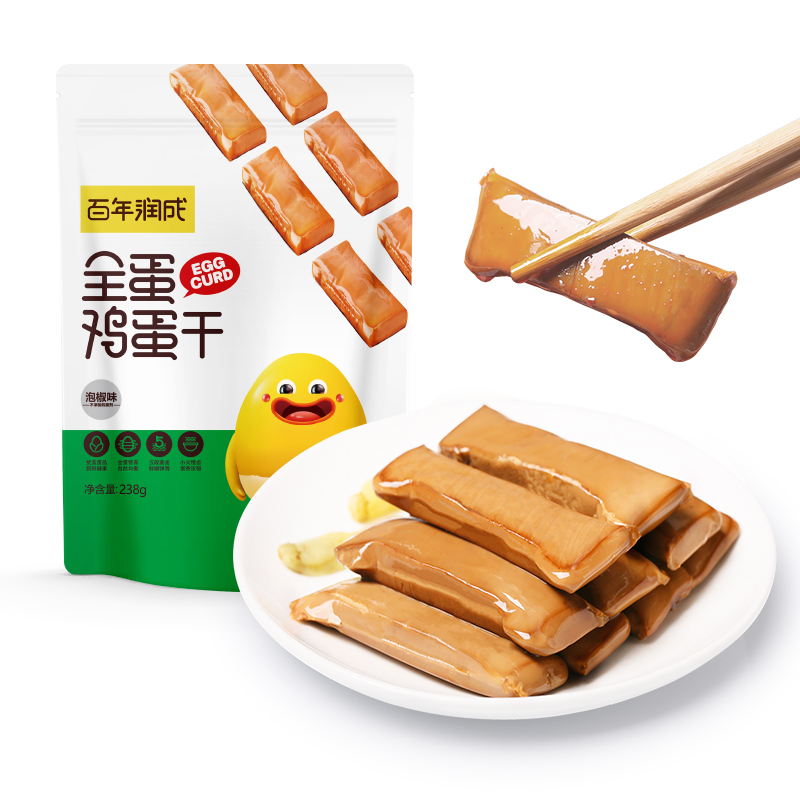 润成鸡蛋干麻辣味、泡椒味组合各一袋 238g*2袋