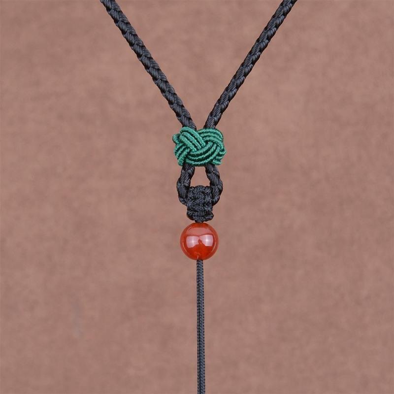 吊坠配绳简约女款玉坠玉佛项链挂绳玛瑙手工编织挂脖挂件绳子黑色红色