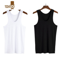 YANXU背心男夏季莫代尔薄款棉紧身运动健身坎肩无袖白色内穿打底汗衫心 XXXL/185 白+黑