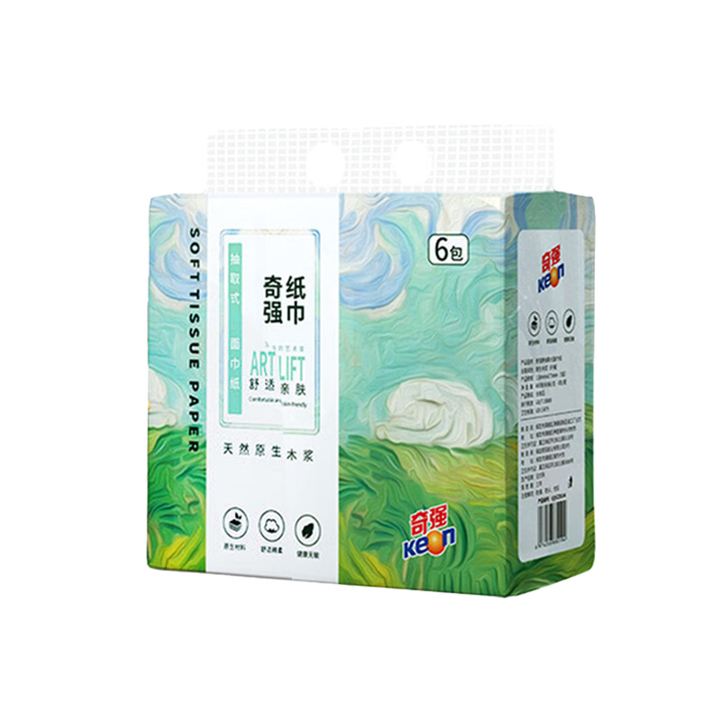 奇强抽纸5层*400抽*20提绵柔亲肤湿水不破QQCZD194