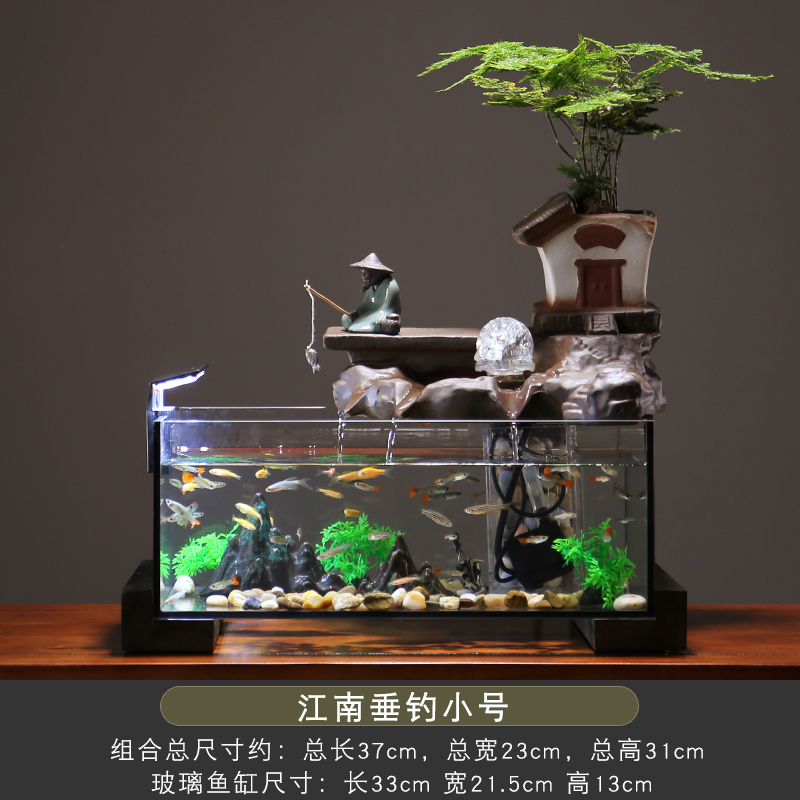 鱼缸流水摆件客厅家用循环水创意电视柜旁装饰办公室桌面开业礼品