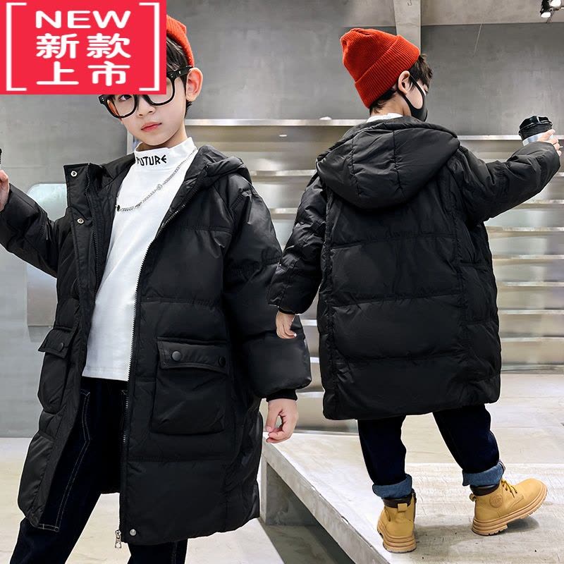 可莉允中大男童冬装棉服2022新款儿童洋气男孩中长款羽绒棉衣加厚外套潮图片