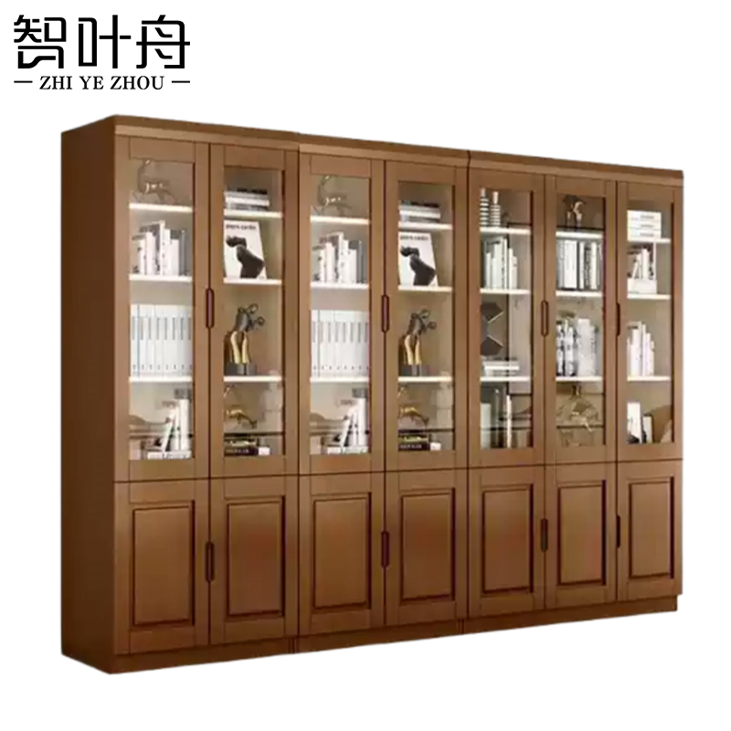 智叶舟实木办公柜280*32.5*197cm台高清大图