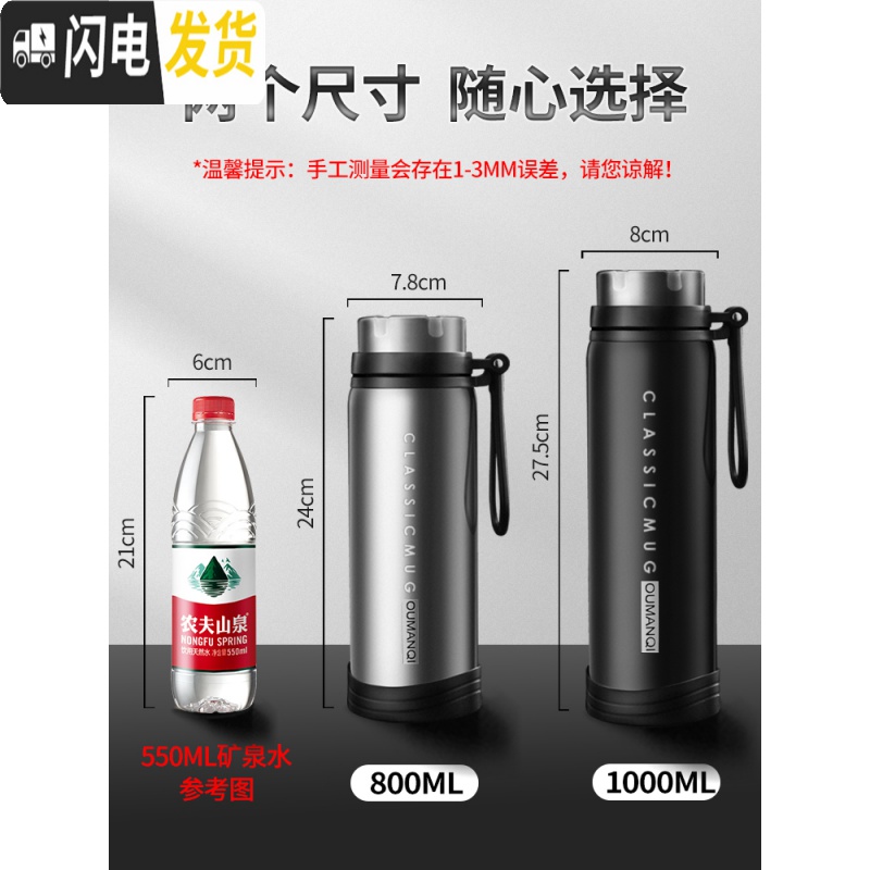 三维工匠不锈钢保温杯男女大容量水杯800 1000便携水壶泡茶杯带过滤网 本色1000+茶水分离高清大图
