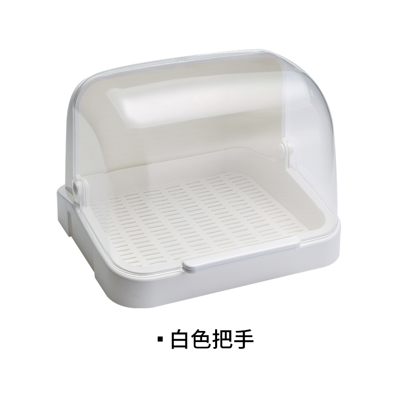 日本杯子奶瓶收纳盒客厅茶杯沥水架带盖防尘沥水托盘厨房置物架收纳层架三维工匠 白色